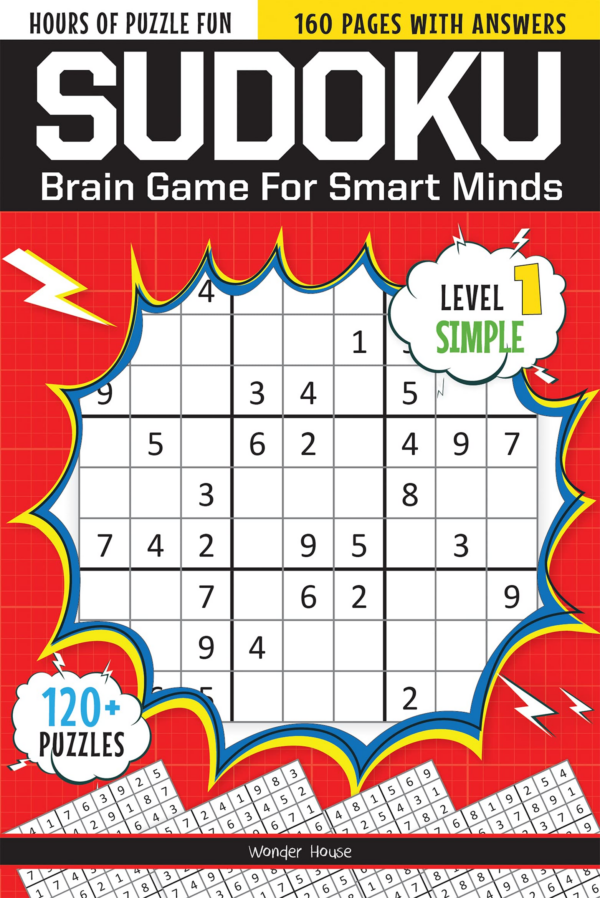 Sudoku - Brain Games For Smart Minds Level 1 Simple : Brain Booster Puzzles for Kids, 120+ Fun Games
