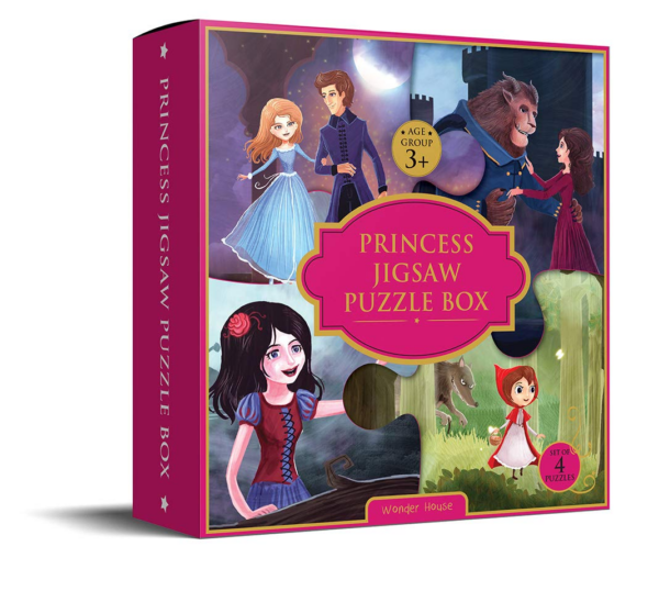 Wonder House Books Princess Jigsaw Puzzle Box - 4 In 1 Box Set (Jigsaw Puzzle For Kids Age 3 And Above) Multicolor, Pack Of 1