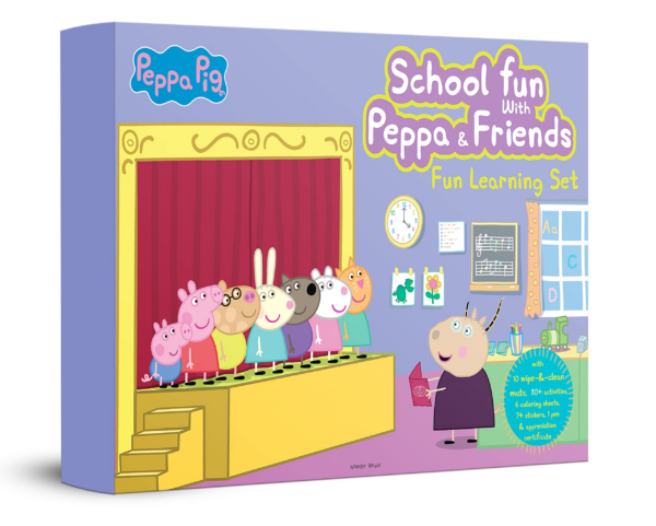 Peppa Pig - School Fun With Peppa & Friends : Fun Learning Set (With Wipe And Clean Mats, Coloring Sheets, Stickers, Appreciation Certificate, Crayon Set And Pen)