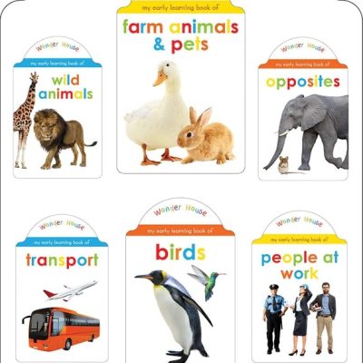 My Super Boxset of Board Books For Kids: Opposites, Wild Animals, Farm Animals and Pets, Birds, Transport, People At Work (Pack of 6 Early Learning Board Books with Attractive shape)