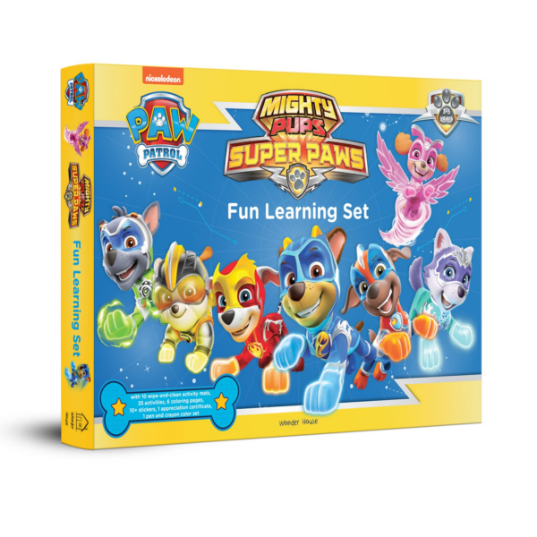Nickelodeon Paw Patrol - Mighty Pups Super Paws : Fun Learning Set (With Wipe And Clean Mats, Coloring Sheets, Stickers, Crayon Set, Appreciation Certificate And Pen)