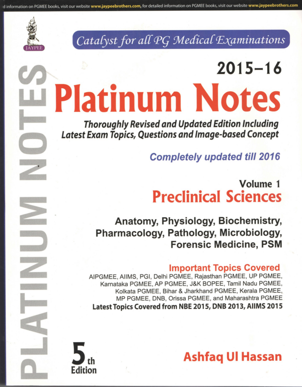 2015-16 Platinum Notes Preclinical Sciences (Volume 1)