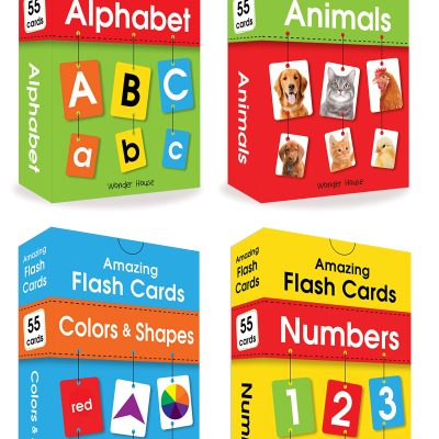 Amazing Flash Cards Set Of 4 Boxes: Early Development OF Preschool Toddler (220 Cards, Alphabet, Number, Animals, Colors And Shapes)