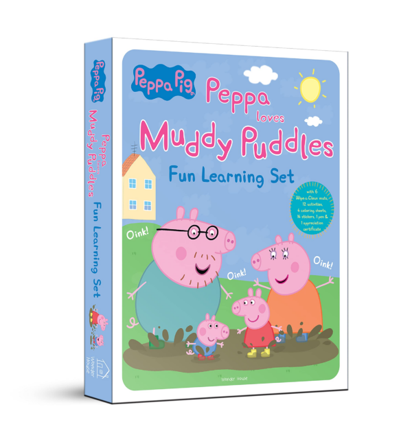 Peppa Pig - Peppa Loves Muddy Puddles : Fun Learning Set (with Wipe and Clean Mats, Coloring Sheets, Stickers, Appreciation Certificate and Pen)