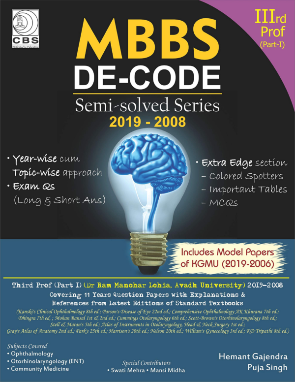MBBS DE-Code-3rd Prof (Dr. RML, Avadh University) Semi Solved Series 2019-2000