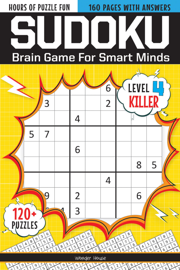 Sudoku - Brain Games For Smart Minds Level 4 Killer : Brain Booster Puzzles for Kids, 120+ Fun Games