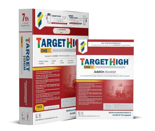 Target High 7/e Premium Edition with AddON Booklet FREE - One Nation NORCET Book on Nursing Officer / Staff Nurse Recruitment Exams Coloured Phygital