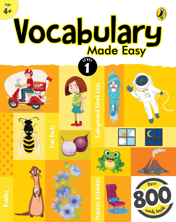 Vocabulary Made Easy Level 1: Fun, Interactive English Vocab Builder, Activity & Practice Book with Pictures for Kids 4, Collection of 800 Everyday Words Fun Facts, Riddles for Children, Grade 1