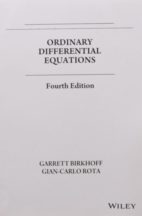 Ordinary Differential Equations 4Ed (Pb 2016)