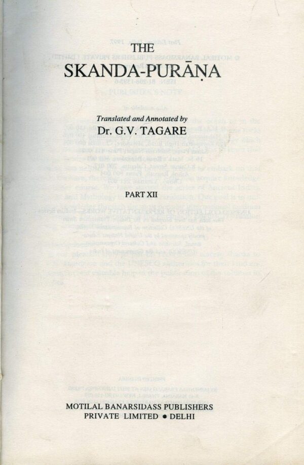 Skanda-Purana Volume 60 Part 12 - Ancient Indian Tradition and Mythology scholarly English translation hardcover