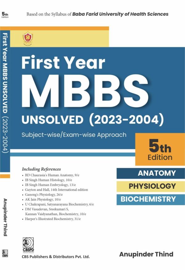 First Year MBBS Unsolved (2023-2004) based on Baba Farid University of Health Sciences 5th ed - 2024