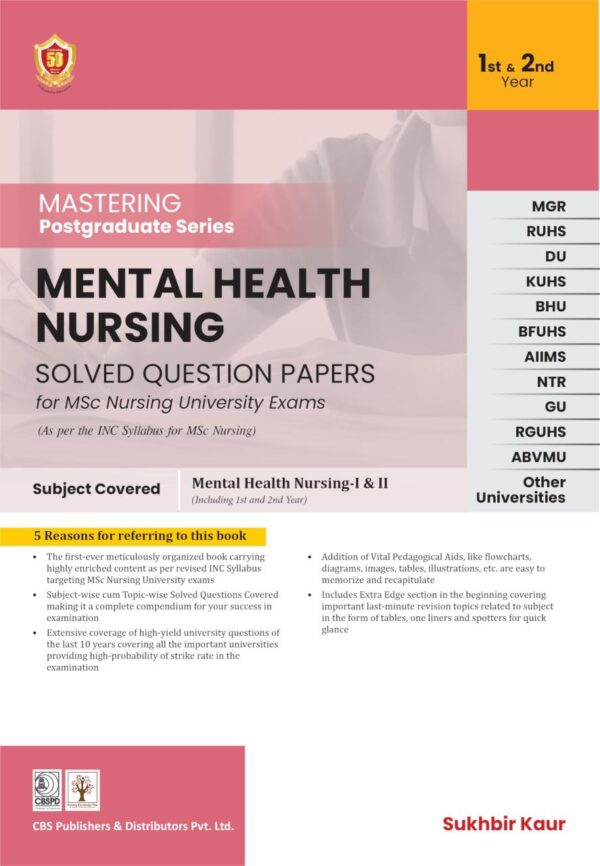 Mastering Postgraduate Series Mental Health Nursing Solved Question Papers for MSc Nursing Students