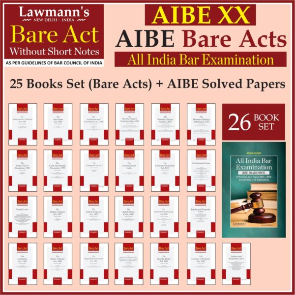 AIBE Bare Acts without Notes and AIBE Solved Papers | Total 26 Book Set | 25 Books Set and AIBE Solved Papers (2011-2024) Combo | Full Syllabus 50+ Acts including AIBE Solved Papers | Edition 2026