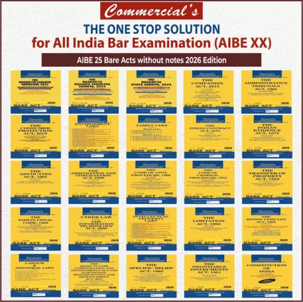COMMERCIAL'S AIBE Exam combo of 25 Bare Acts without Notes