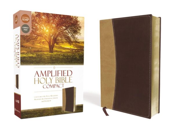 Amplified Holy Bible, Compact Edition, Leathersoft Binding in Tan and Burgundy, 1388 pages