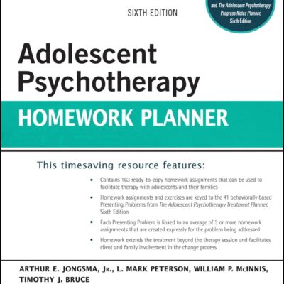 Adolescent Psychotherapy Homework Planner (PracticePlanners)