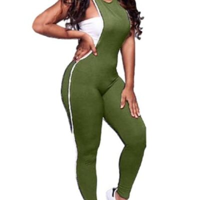 Coolred-Women Casual Sleeve Vest Shirt Sportswear Sexy Skinny Rompers Green S