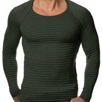 Yayun Yayu Mens Casual Round Neck Long Sleeve Knit Thin Pullover Sweaters Army Green X-Small