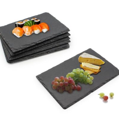 Megashef 6-Piece Set, Slate Food/Salad/Cheese Plates Plate for Dinner Parties and Special Occasions Family Christmas Xmas Gift