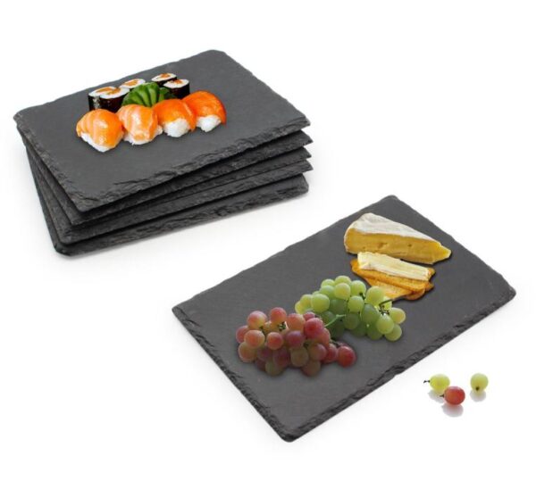 Megashef 6-Piece Set, Slate Food/Salad/Cheese Plates Plate for Dinner Parties and Special Occasions Family Christmas Xmas Gift