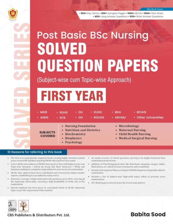Post Basic BSc Nursing Solved Question Papers First Year Subject Wise Topic Wise book cover CBS Publishers