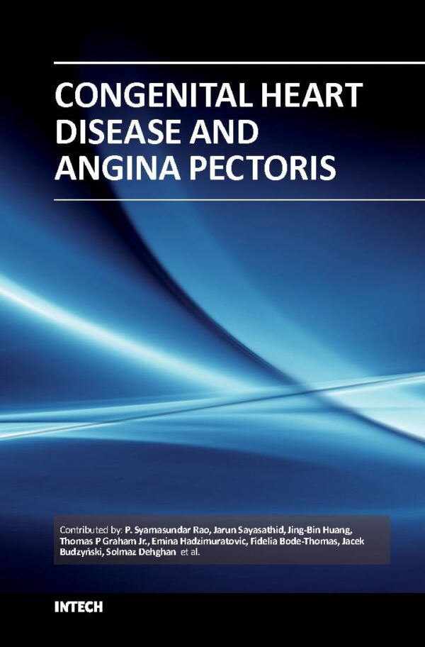 Congenital Heart Disease and Angina Pectoris cardiology textbook cover published by IntechOpen