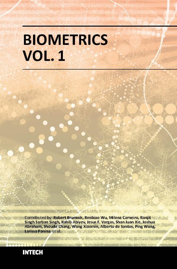 Biometrics Vol 1 textbook by Intech cover showing biometric authentication technology