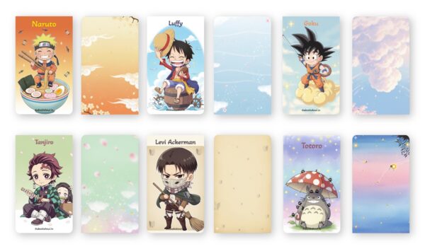 Anime Magnetic Bookmark Set of 6 featuring Naruto Luffy Goku Levi chibi characters premium page clips