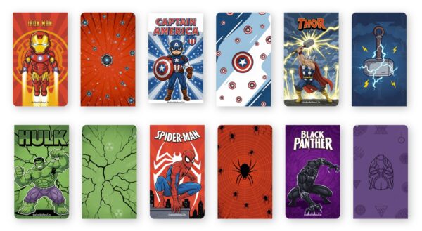 Marvel-style superhero magnetic bookmark set with comic book character designs and dual magnet page clips