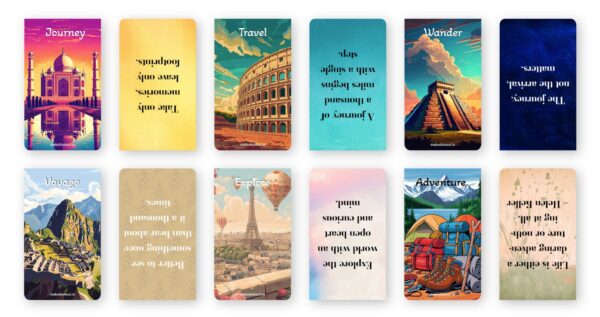 Wanderlust magnetic bookmark set with travel and adventure themed designs for book lovers