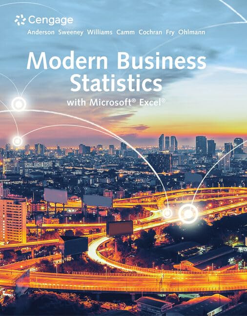 Modern Business Statistics With Microsoft Excel (Mindtap Course List)