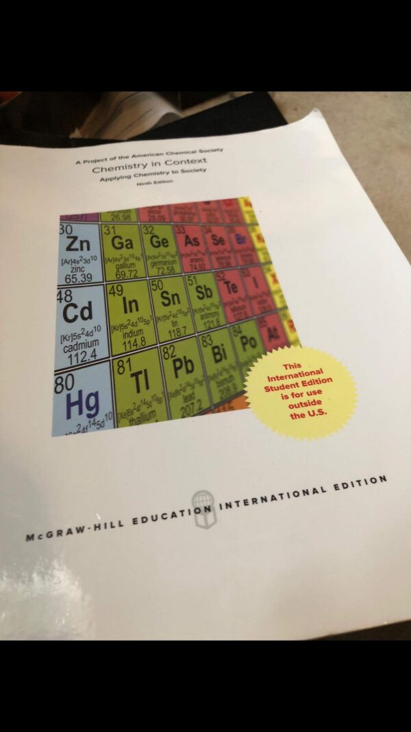 Chemistry In Context Applying Chemistry To Society 9Ed (Ie) (Pb 2018)