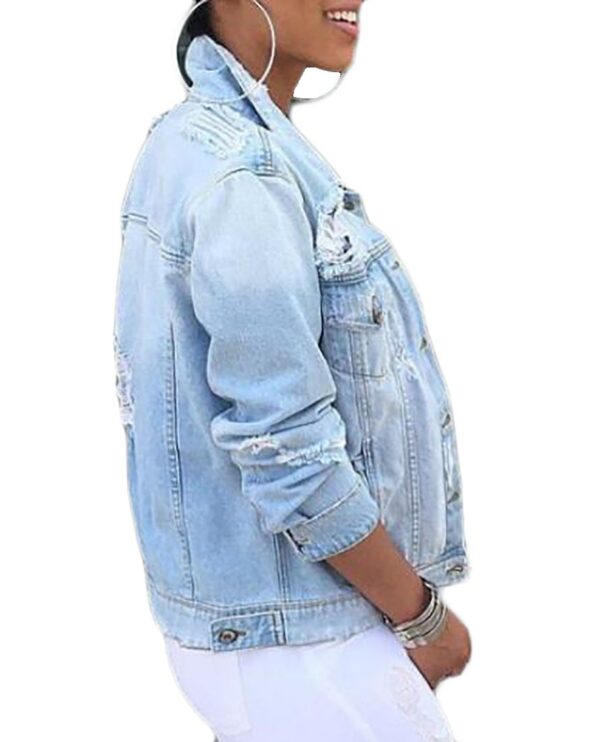 XiaoTianXin-women clothes XTX Women's Casual Distressed Washed Loose Short Denim Jackets Club As Picture X-Small
