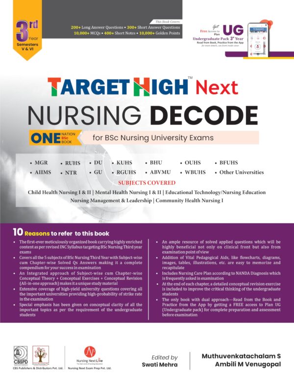 Target High Next Nursing Decode One Nation Bsc Book For Bsc Nursing University Exams 3Rd Year Semester V & Vi Year (Pb 2025)