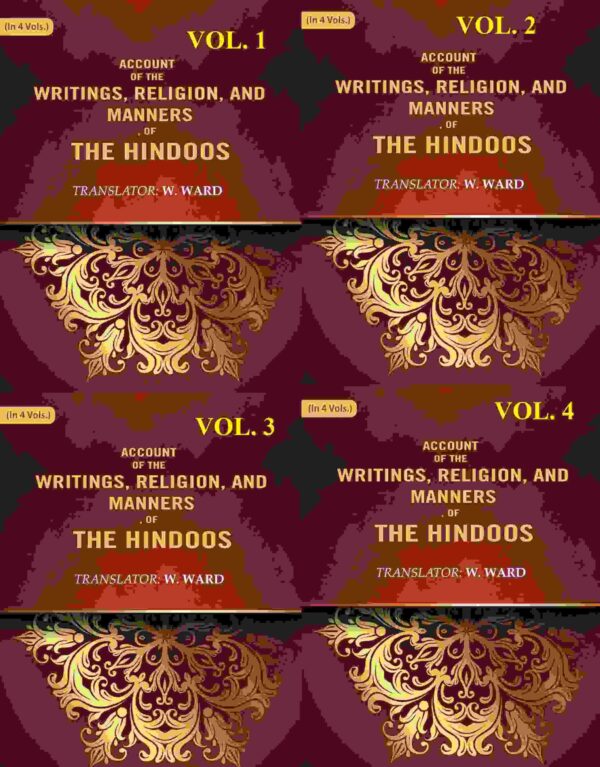Account of the Writings, Religion, and Manners, of the Hindoos 4 Vols. Set
