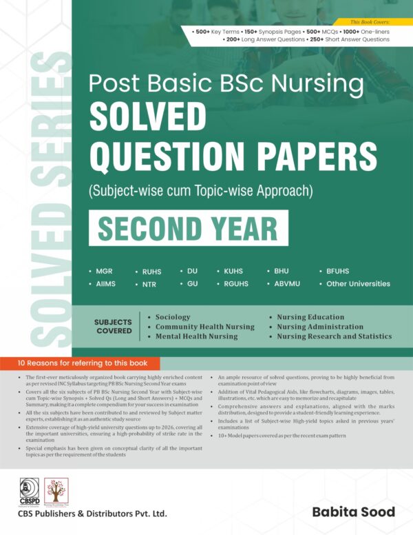 Post Basic BSc Nursing Solved Question Papers - Second Year (PB 2026)
